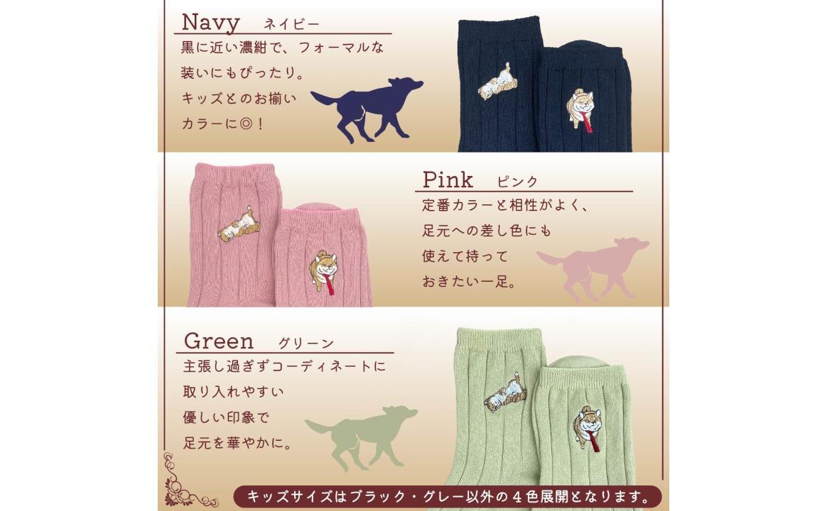 おはなし靴下 ギフトボックス 柴犬 キッズ ネイビー ネイビー