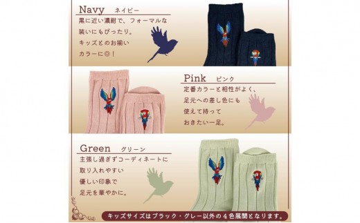 おはなし靴下 ギフトボックス アカコンゴウインコ キッズ ネイビー ネイビー