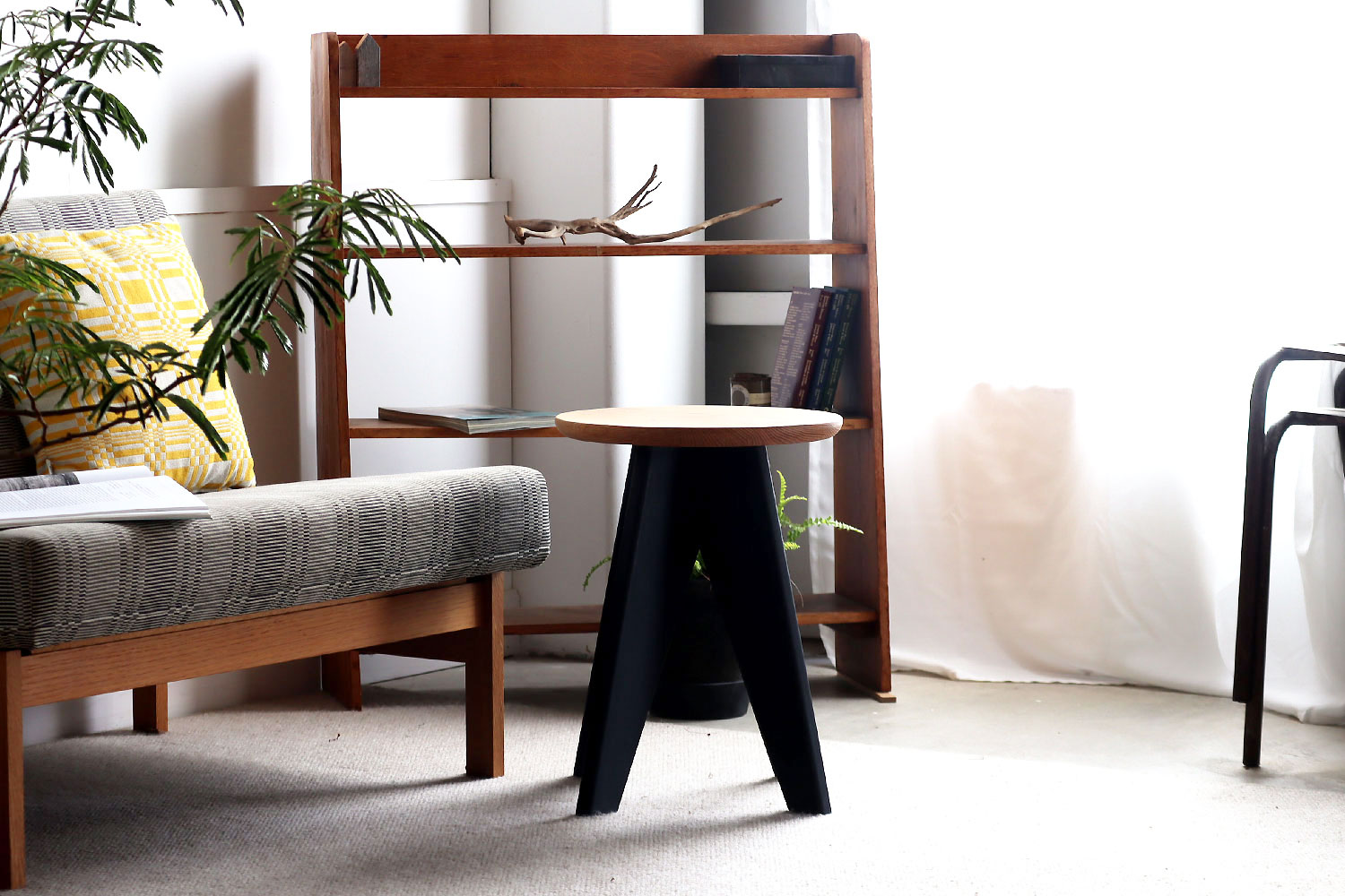 F.B.Fスツール/サイドテーブル オーク×BLACK