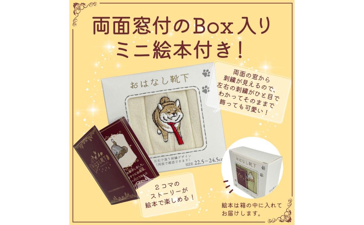 おはなし靴下 ギフトボックス 柴犬 キッズ アイボリー アイボリー