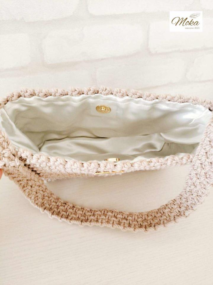 オーガニックコットンロープのマクラメ　ワンハンドルバッグ