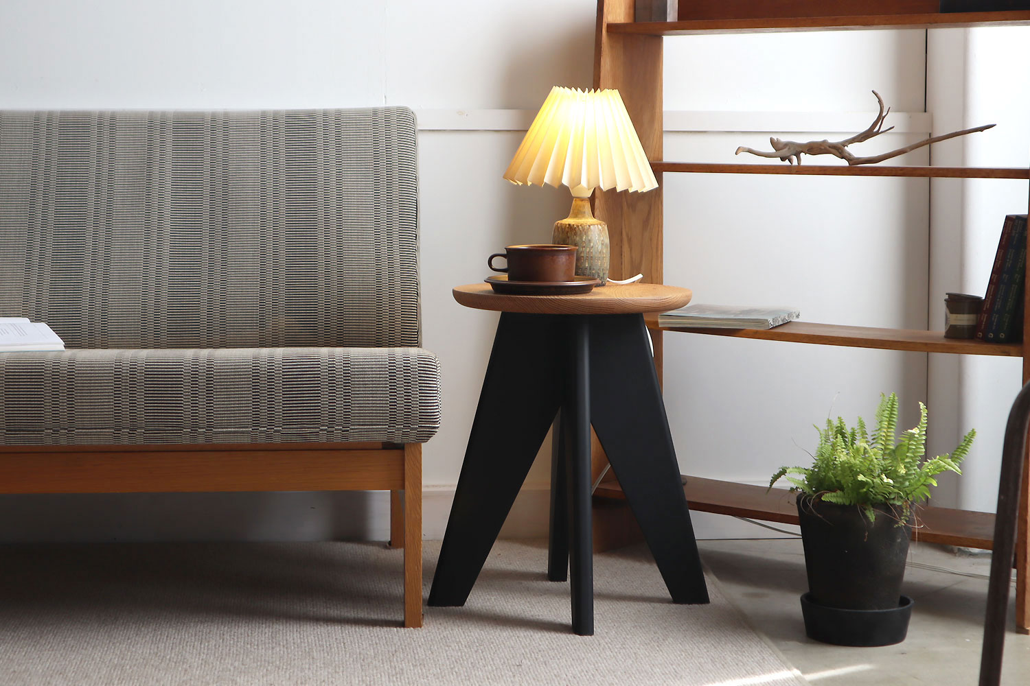 F.B.Fスツール/サイドテーブル オーク×BLACK