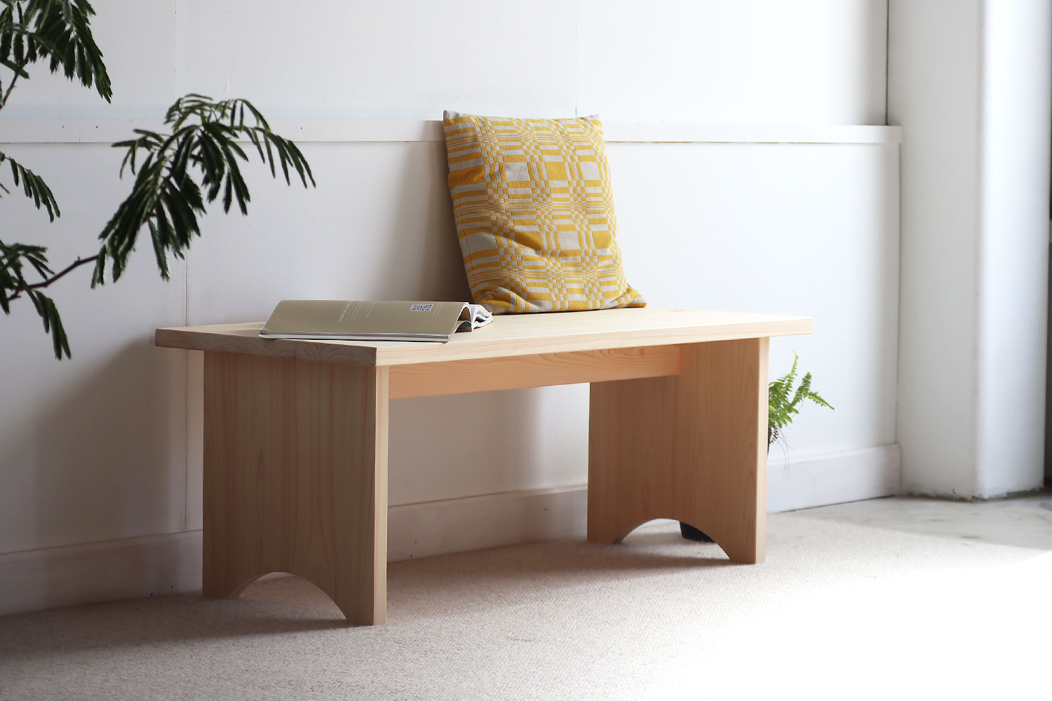 ヒノキのベンチテーブル 子供机 子供部屋 北欧インテリア