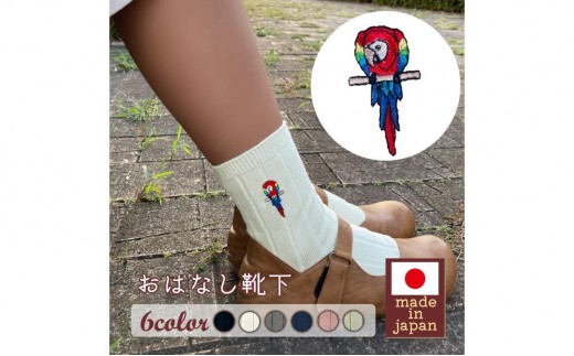 おはなし靴下 ギフトボックス アカコンゴウインコ キッズ アイボリー アイボリー