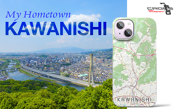 【川西】地図柄iPhoneケース（バックカバータイプ・ナチュラル） iPhone 14 Plus 用 KWNN163