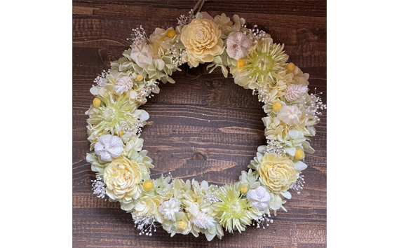プリザーブドフラワーリース（直径約22cm） KWNBT003