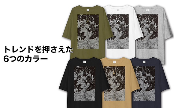 【川西】地図柄ビッグシルエットTシャツ（ネイビー）Lサイズ KWNN104