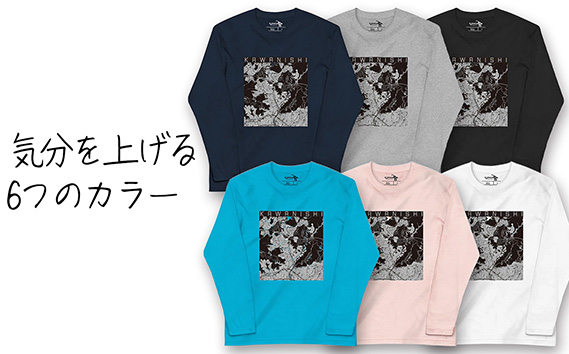 【川西】地図柄ロングスリーブTシャツ（ネイビー）Lサイズ KWNN124