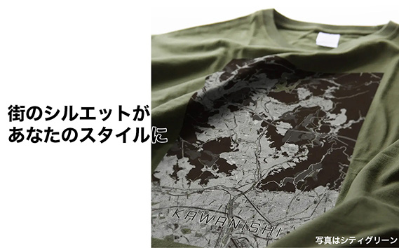 【川西】地図柄ビッグシルエットTシャツ（ネイビー）Lサイズ KWNN104