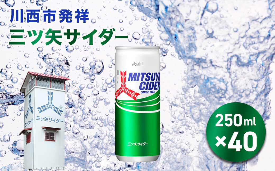 三ツ矢サイダー缶250ml 40本（20本入×2ケース） ／ サイダー ジュース 炭酸 飲料 缶 まとめ買い ケース買い アサヒ 人気 定番 有名 送料無料 兵庫県 川西市 No.386 KWNQ003