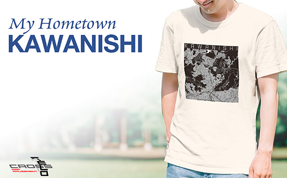 【川西】地図柄ヘビーウェイトTシャツ（アイボリー）Sサイズ KWNN040