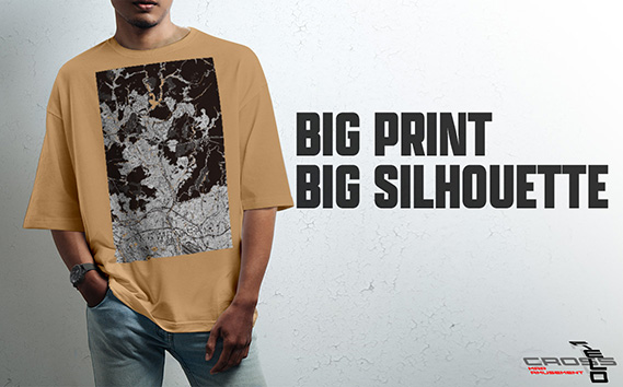 【川西】地図柄ビッグシルエットTシャツ（サンドカーキ）Sサイズ KWNN094