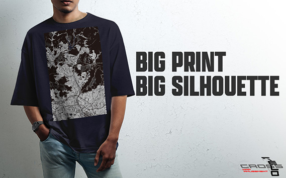 【川西】地図柄ビッグシルエットTシャツ（ネイビー）Sサイズ KWNN102