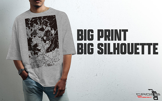 【川西】地図柄ビッグシルエットTシャツ（ヘザーグレー）Lサイズ KWNN112