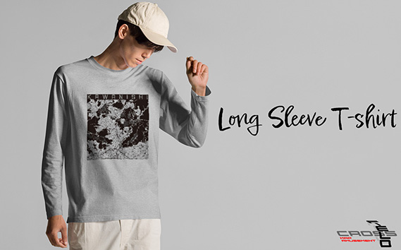 【川西】地図柄ロングスリーブTシャツ（ヘザーグレー）XLサイズ KWNN133