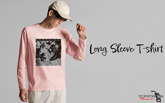 【川西】地図柄ロングスリーブTシャツ（ライトピンク）Sサイズ KWNN138