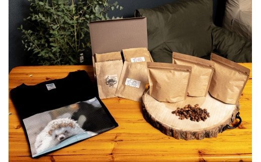 [粉]自家焙煎コーヒー&[L]ハリネズミTシャツセット KW