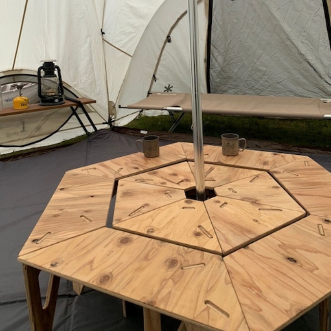 HEXA-TABLE【つどう＋かこむ】[ テーブル アウトドア キャンプ バーベキュー BBQ 軽量 収納 コンパクト ]