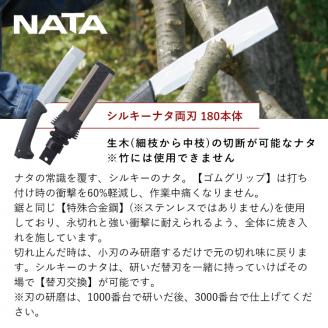 900-69　ゴム柄で滑らず、打ち付けても痛くない両刃 シルキーナタと折込鋸セットA