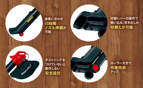 グリーンジョイ ブロワー＆バキューム「GTC-1250」[ 刈り屑 枯れ葉 芝掃除 園芸用掃除機 園芸 園芸機器 庭 手入れ 芝刈り機 芝刈機 ]