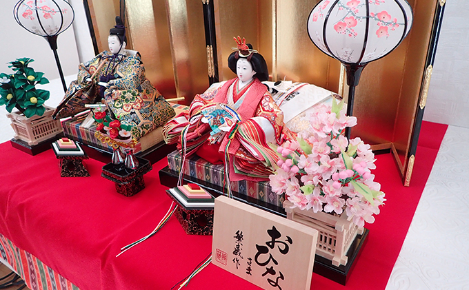 雛人形　京九番親王「亀甲地に桐花紋」毛氈飾り　No.9-014