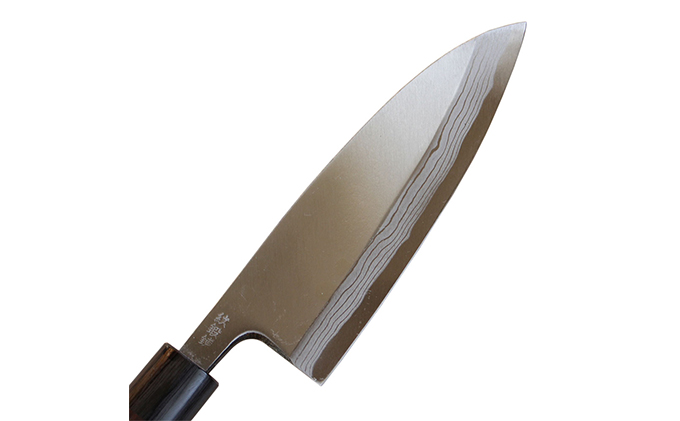 出刃包丁 165mm 紫檀柄 多層鋼雲浮 青鋼 本格手打鍛造品
