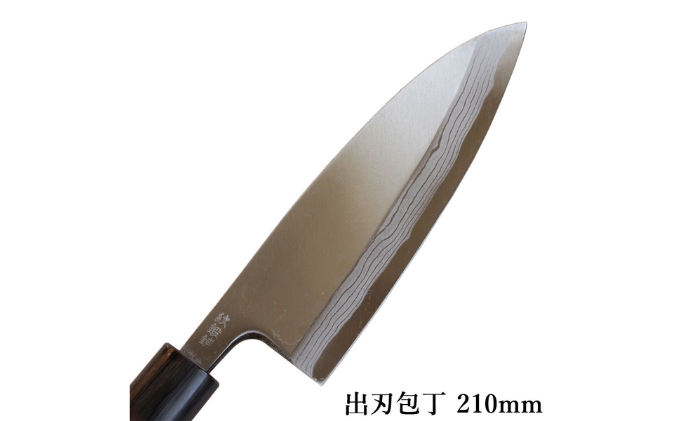 出刃包丁 210mm 紫檀柄 多層鋼雲浮 青鋼 本格手打鍛造品