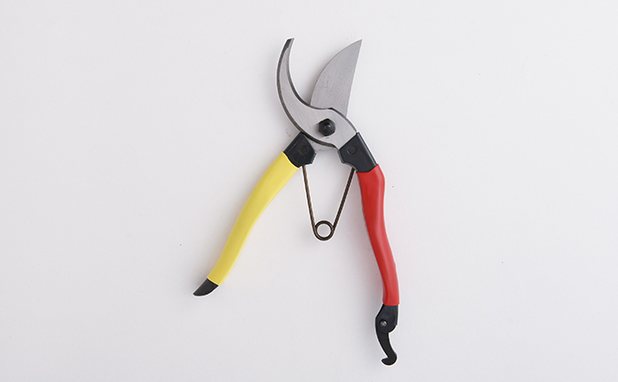 小野鉄 剪定鋏 200mm 赤黄柄 右手用