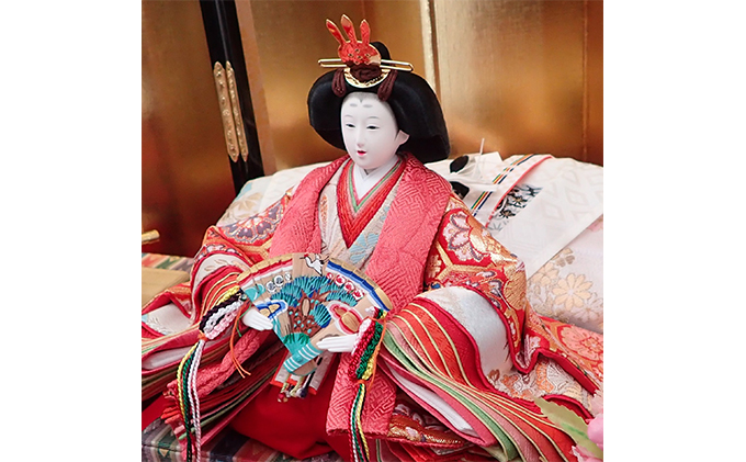 雛人形　京九番親王「亀甲地に桐花紋」毛氈飾り　No.9-014