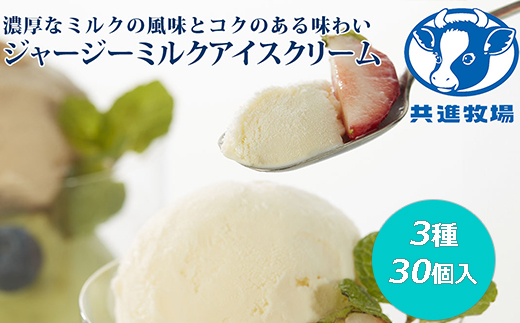 共進牧場 ジャージーミルクアイスクリーム 3種30個[ スイーツ アイス 濃厚 ]