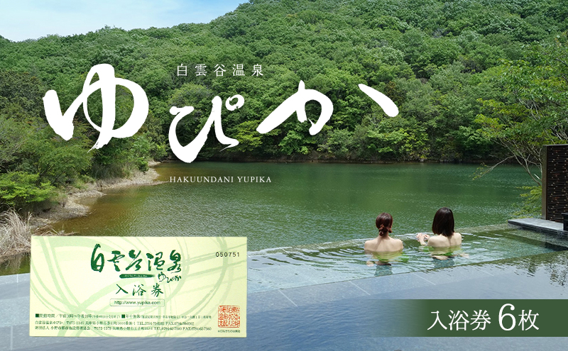 白雲谷温泉 ゆぴか 入浴券 （6枚）
