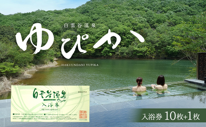 白雲谷温泉 ゆぴか 入浴券 （10枚）＋1枚