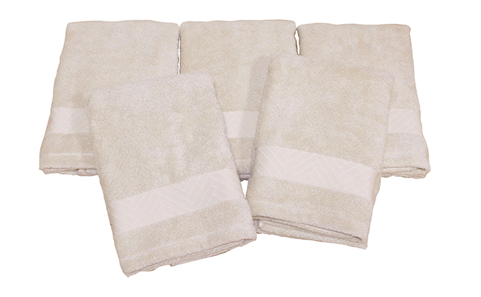 バスタオル（約60×130cm）5枚セット　M＋home リムシリーズ　イエローグリーン