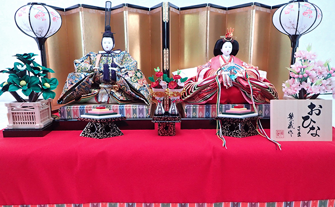 雛人形　京九番親王「亀甲地に桐花紋」毛氈飾り　No.9-014