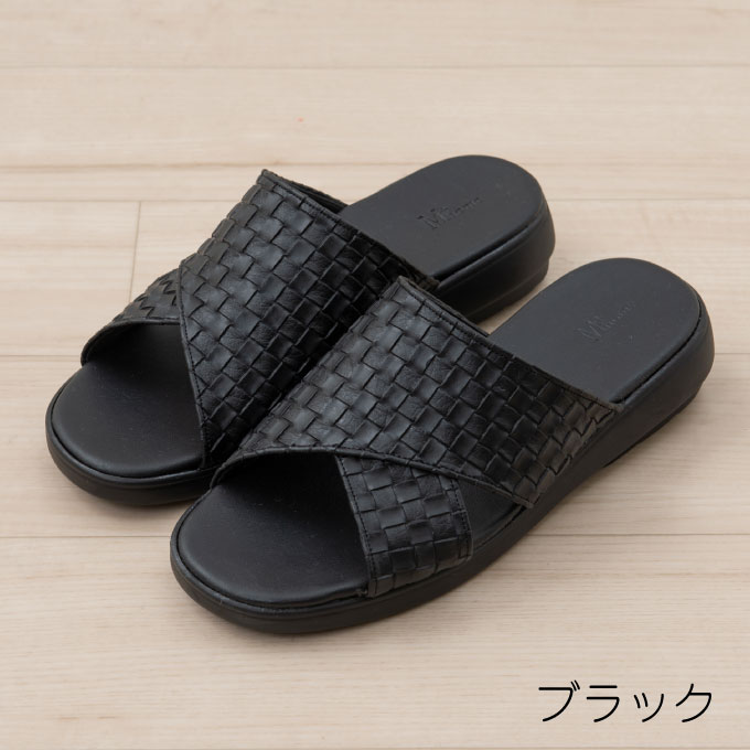 M+home クロワゼ 紳士用外履きサンダル Mサイズ　ブラック