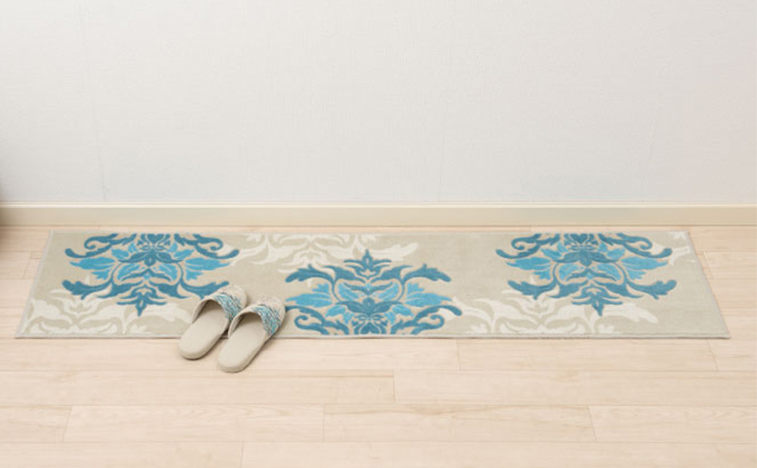 DECORMUSEE サミーラ キッチンマット 45×180cm ブルーグレー