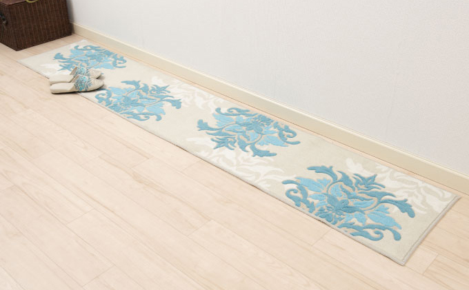 DECORMUSEE サミーラ キッチンマット 45×240cm ブルーグレー