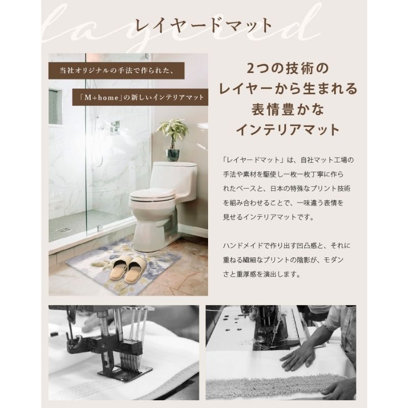 M+home レイヤード トイレマット 約70×70cm クッカ（ネイビー）