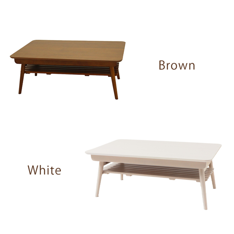 棚付き折れ脚こたつテーブル Pinocchio(ピノッキオ) 幅105 ホワイト