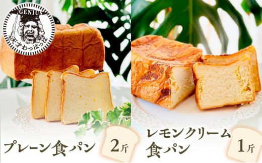 【ふるさと納税】 プレーン 食パン 2斤 ＆ レモンクリーム 食パン 1斤 パン ぱん 食パン ブレッド おいしい 朝食 朝ごはん 朝  数量限定 訳あり ふるさと納税 ふるさと 人気 おすすめ 送料無料 兵庫県 三田市 [3d28bae530017]