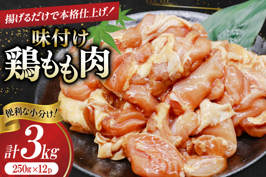 鶏肉 もも肉 味付け 3kg(250g×12p) 唐揚げ てりやき用 [司フーズ・システム 兵庫県 三田市 3d28bdy500005] 小分け もも とりにく とり肉 照り焼き てりやき 冷凍 味付け肉 鶏もも 鶏もも肉 鶏モモ 鶏モモ肉 鳥肉