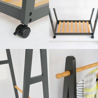 ハンガーラック 幅85cm ナチュラルブラック ツートンハンガー 棚付き 木製 モノトーン おしゃれ かわいい キャスター付き ラック インテリア 家具 簡単組み立て 新生活 一人暮らし 収納 市場家具 いちば イチバ ICHIBA koti