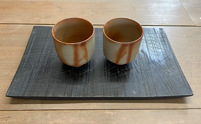 備前緋だすき 湯呑 2個 木箱入り[ 備前焼 緋襷 ] 湯のみ 工芸