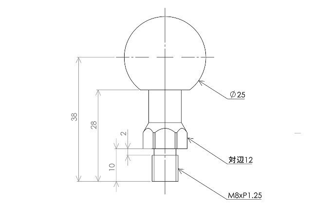 ナビステー用φ25ボールM8xP1.25 N-F8-B25