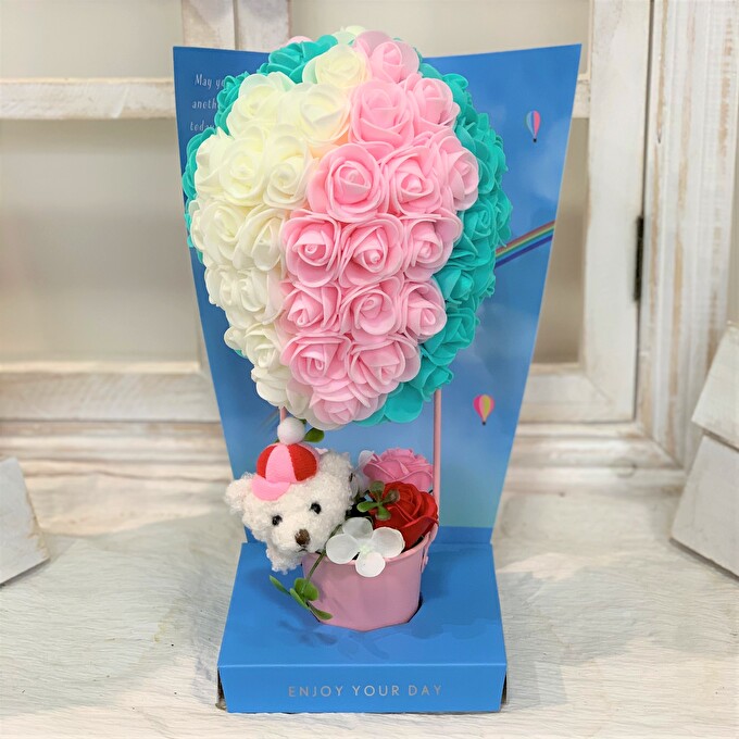 シャボンフラワー 気球にのったくまさん