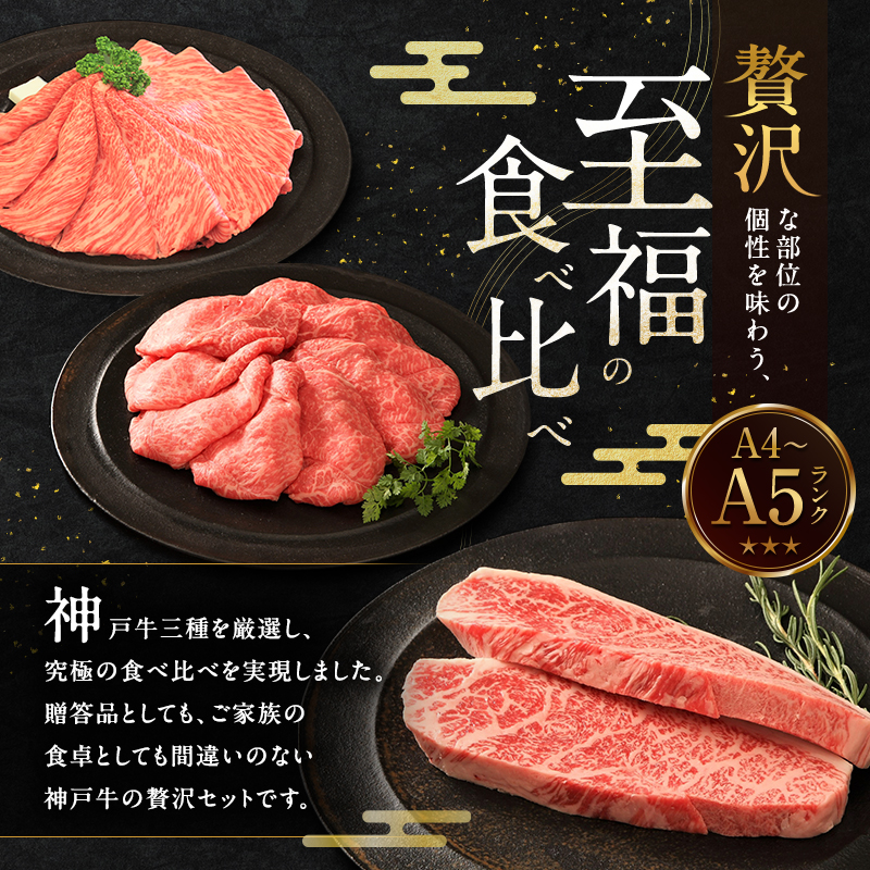 神戸牛 贅沢セットA 計1.1kg イチボステーキ 肩ローススライ