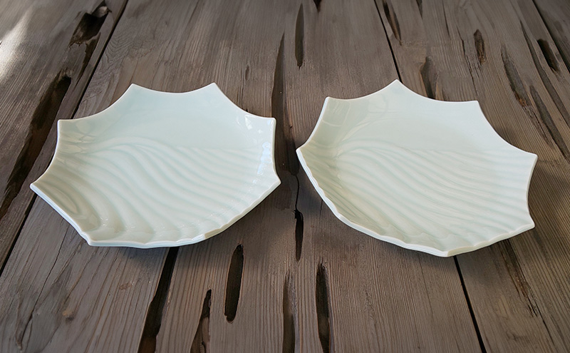 青瓷 八角鎬皿 2枚セット 電子レンジ対応 食洗機対応 