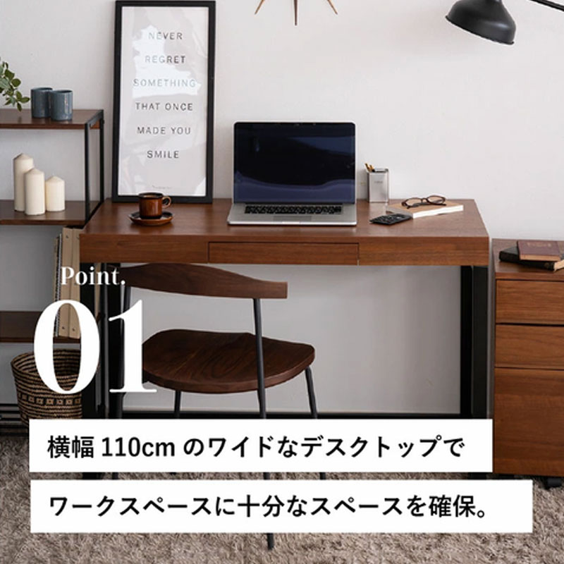 期間限定寄附額 ウォールナットデスクセット 引き出し付き チェスト付き 家具 机 市場家具