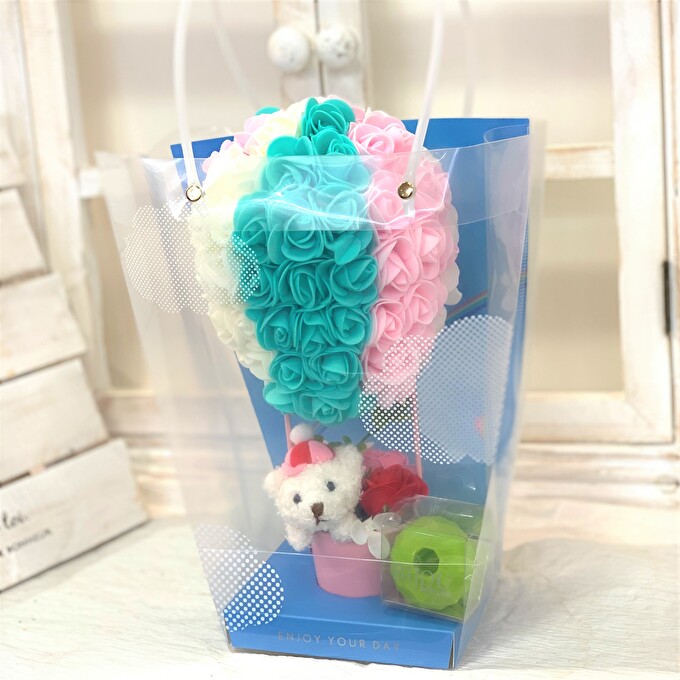 シャボンフラワー 気球にのったくまさん