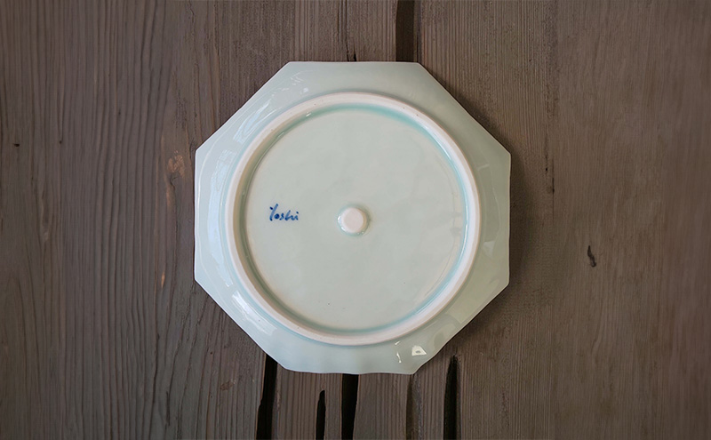 お皿 1枚 青瓷 八角鎬皿 単品 電子レンジ対応 食洗機対応 皿